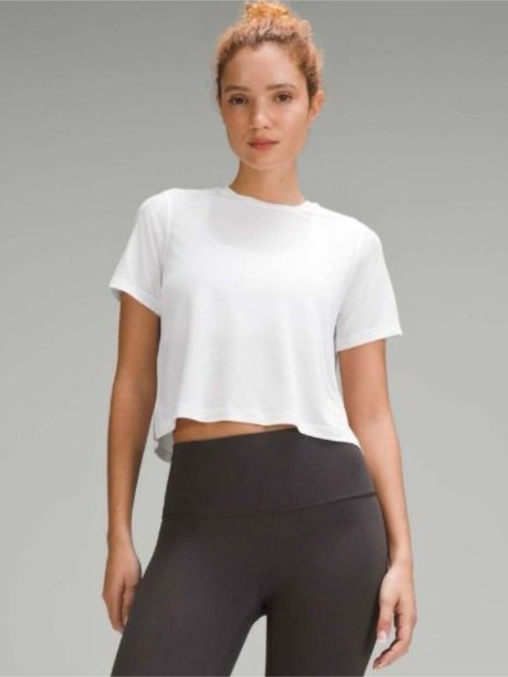 Lululemon Ultralight Waist-Length T-Shirt White Mesh Short Sleeve Workout Top 6